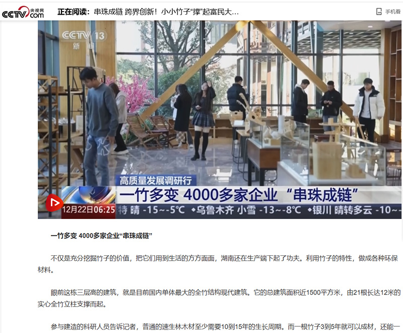 央視新聞—串珠成鏈 跨界創(chuàng)新！小小竹子“撐”起富民大產(chǎn)業(yè)